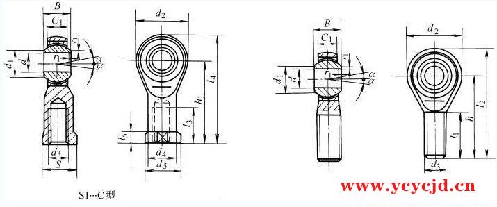 SI…C、SA…C型杆端关节轴承的结构型式和外形尺寸