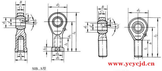 SIB…S、SAB…S型杆端关节轴承的结构型式和外形尺寸